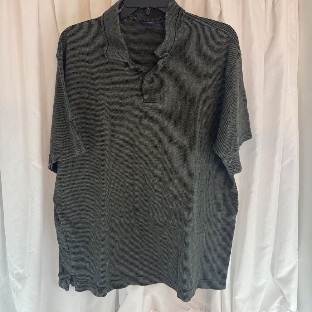 Dockers Vintage XL Black & Green Short Sleeve Polo Shirt Casual Mens Top
